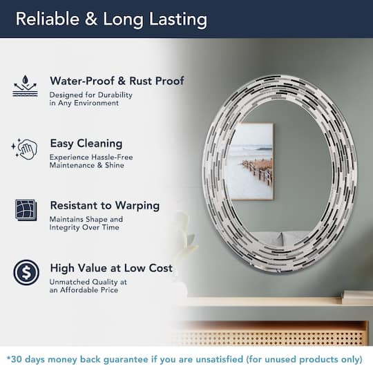 Head West Charcoal Tile Framed Oval Wall Vanity Mirror - 23" x 29"